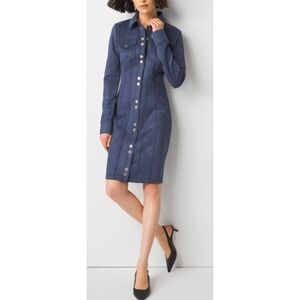 White House Black Market Long Sleeve Faux Suede Shacket Dress